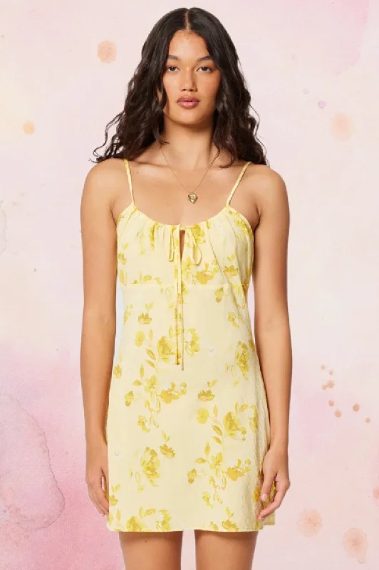 Beach Strapless Mini Dresses-ROLLAS Womens Georgie Mini Dress - Limoncello Daydream