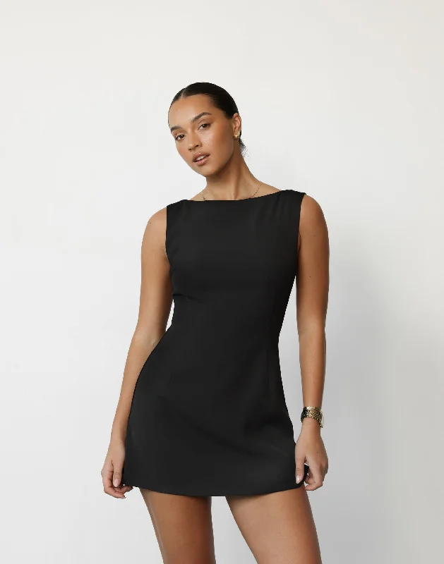 Maternity Work Mini Dresses-Aisling Mini Dress (Black)