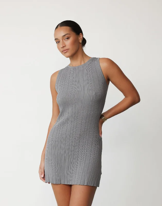 Designer Work Mini Dresses-Aylah Mini Dress (Slate)