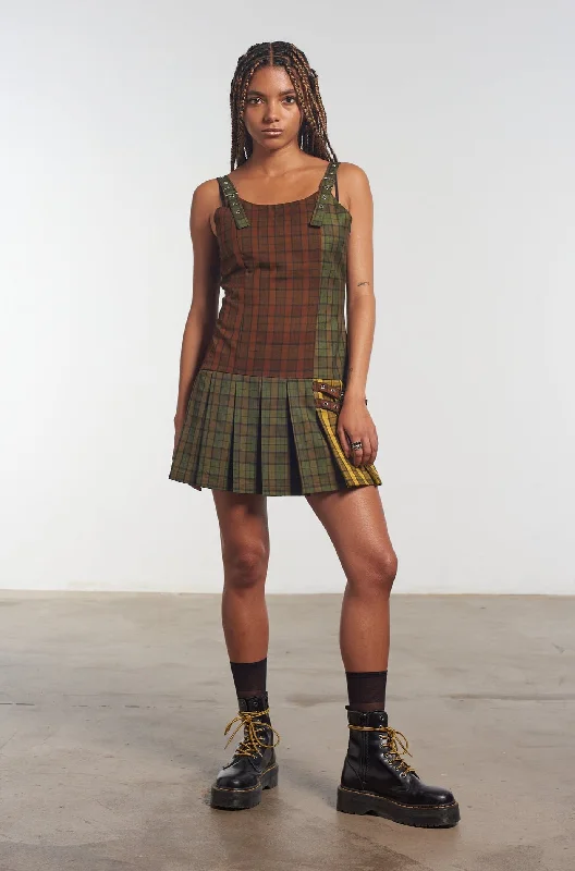 Velvet Summer Mini Dresses-Viv Tartan Mini Dress