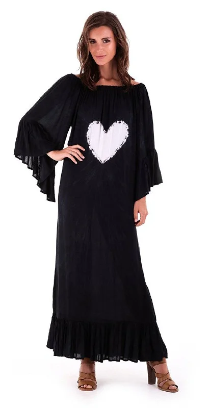 Geometric Maxi Dresses-Sophia Embellished Long Heart Kaftan