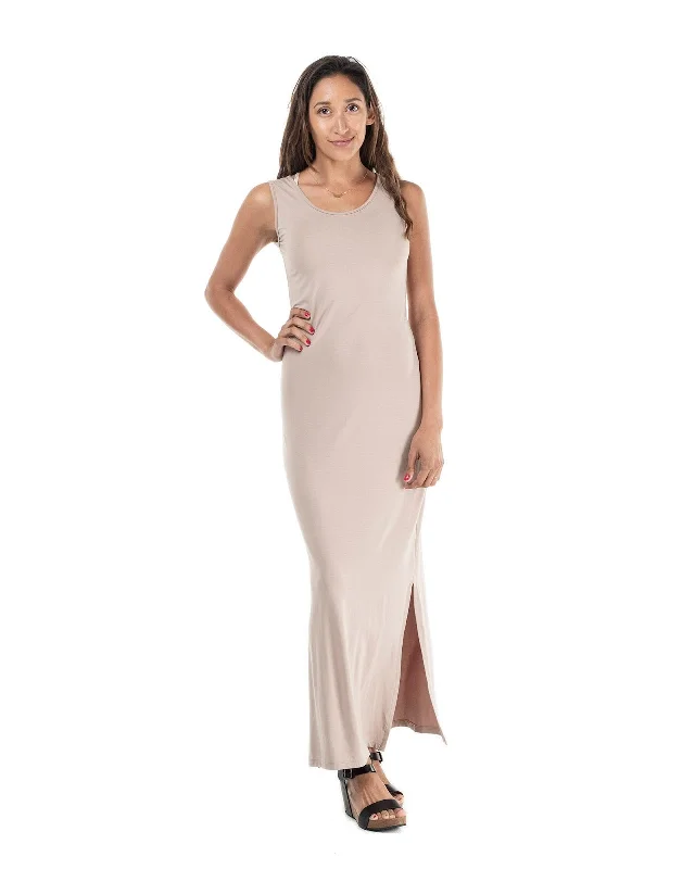 Mesh Ruffle Maxi Dresses-Long Tank Dress