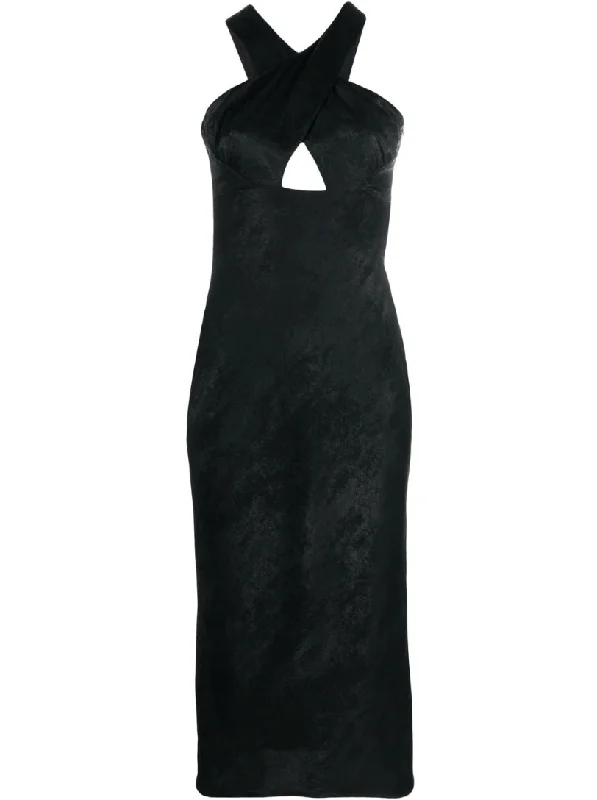 Velvet Halter Maxi Dresses-Calvino long dress in black