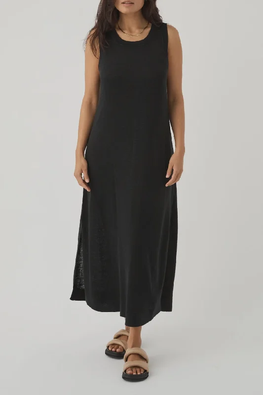 Embroidered Winter Maxi Dresses-Brie Long Dress - Black