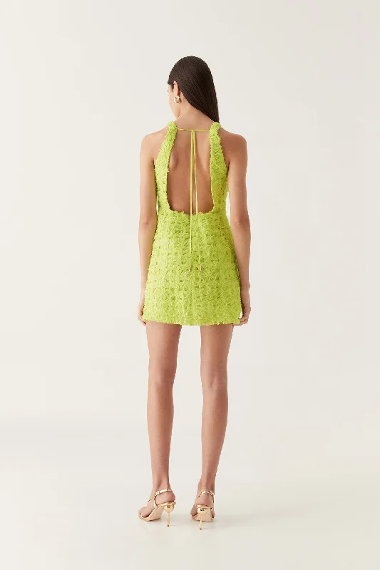 Boho Green Mini Dresses-Quintette Textured Mini Dress