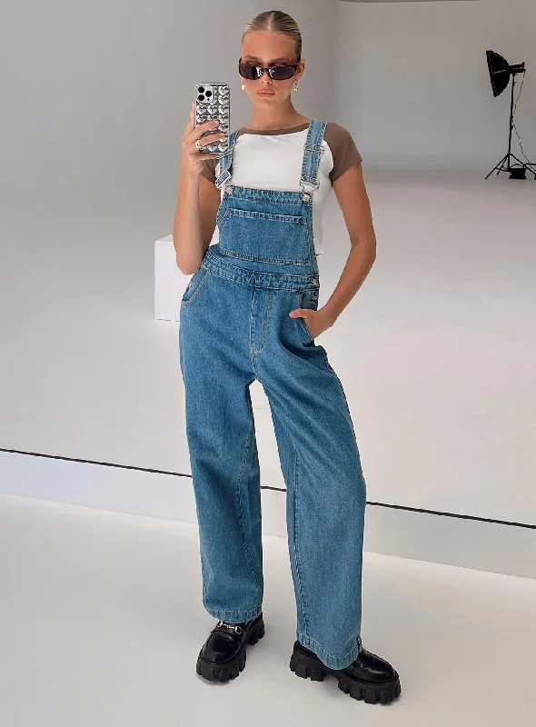 V Neck Formal Maxi Dresses-Kacey Long Overalls Denim