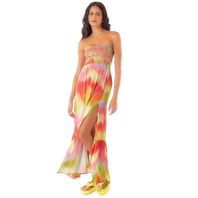 Beach Purple Maxi Dresses-Maaji Lime Ombre Natasha Long Dress Cover Up - Rosa