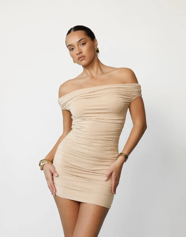 Cotton Formal Mini Dresses-Monaco Mini Dress (Camel) - By Lioness