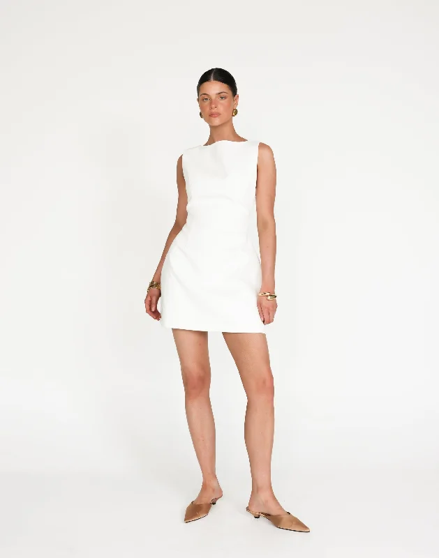 Beaded Winter Mini Dresses-Anders Mini Dress (White)