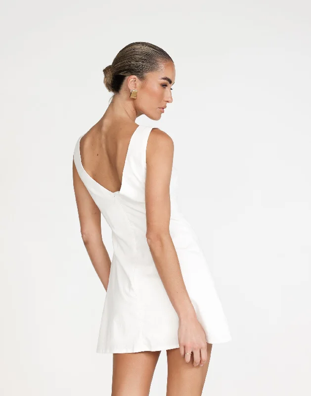 Velvet Party Mini Dresses-Basira Mini Dress (White)