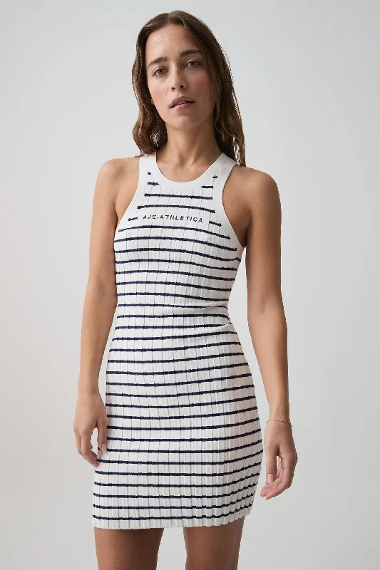 Cotton Beach Mini Dresses-Striped Logo Mini Dress 820