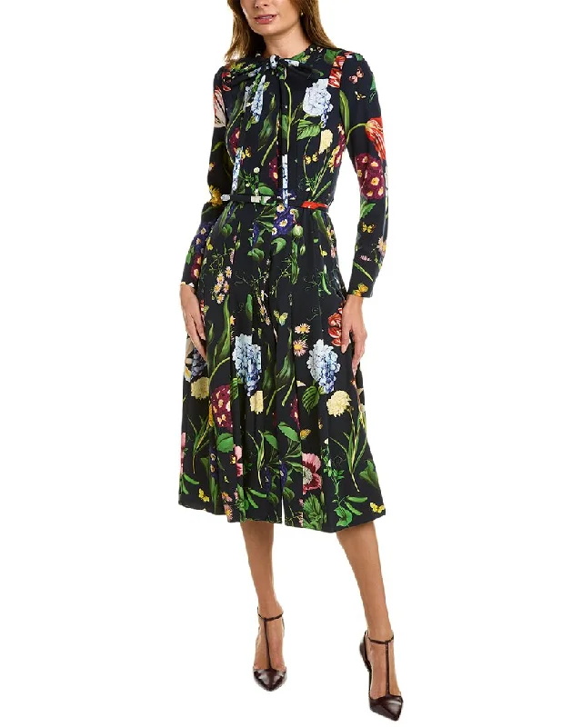 Teens Vintage Midi Dresses-Oscar de la Renta Cady Silk-Lined Midi Dress