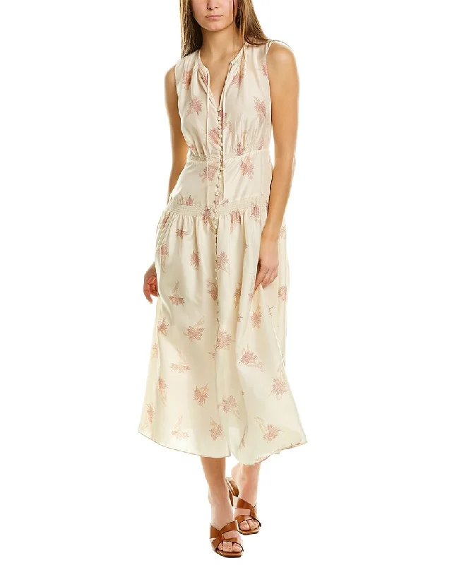 Vacation Midi Dresses-Rebecca Taylor Nora Floral Silk Midi Dress