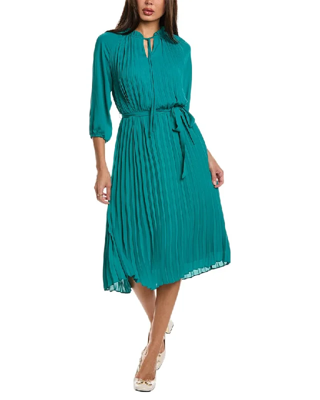 Boho Green Midi Dresses-Nanette Nanette Lepore Accordion Pleated Midi Dress