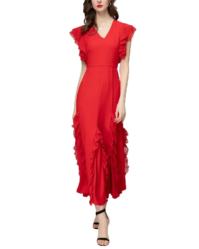 Sleeveless Red Midi Dresses-BURRYCO Midi Dress