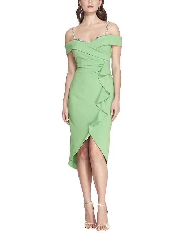 Formal Satin Midi Dresses-Marchesa Notte Midi Dress