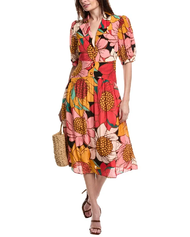 Elegant Vintage Midi Dresses-FARM Rio Colorful Sunflowers Midi Dress