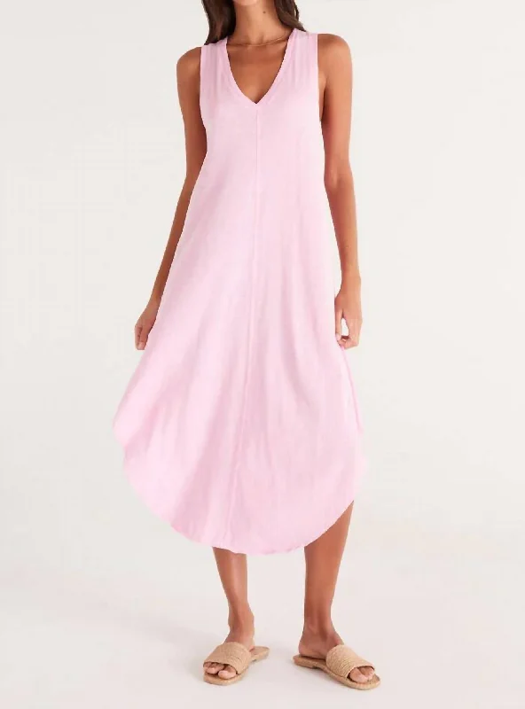 Beaded Midi Dresses-Reverie Midi Dress In Pink