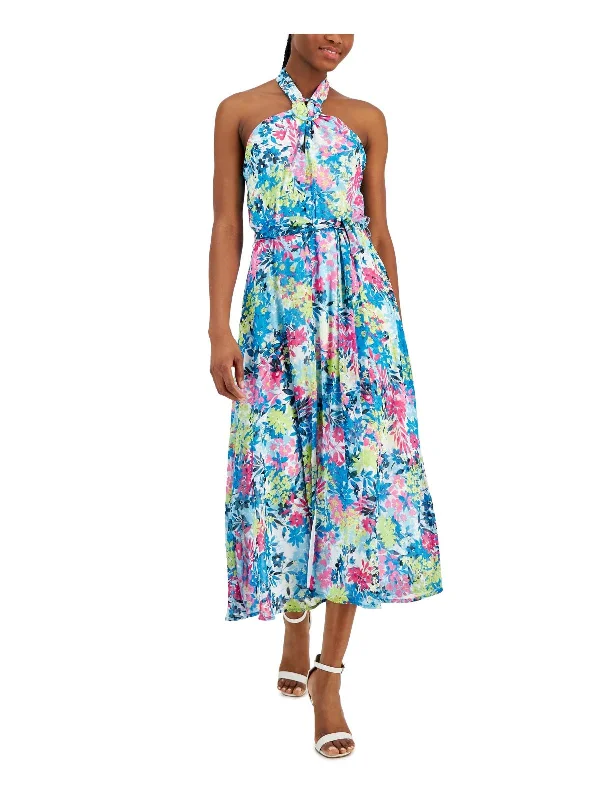 Velvet Club Midi Dresses-Womens Chiffon Floral Midi Dress