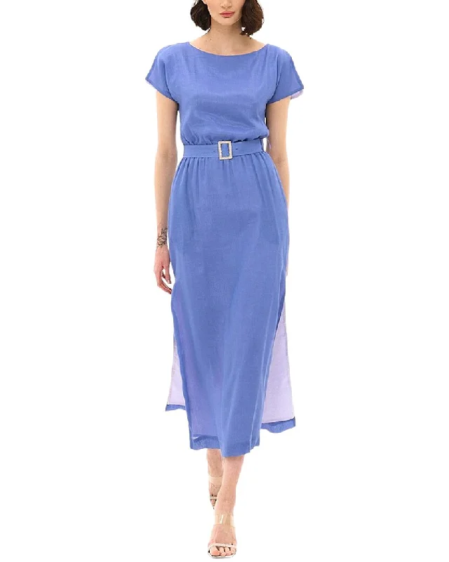 Trendy Work Midi Dresses-BGL Silk-Blend Midi Dress