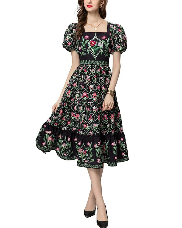 Designer Green Midi Dresses-BURRYCO Midi Dress