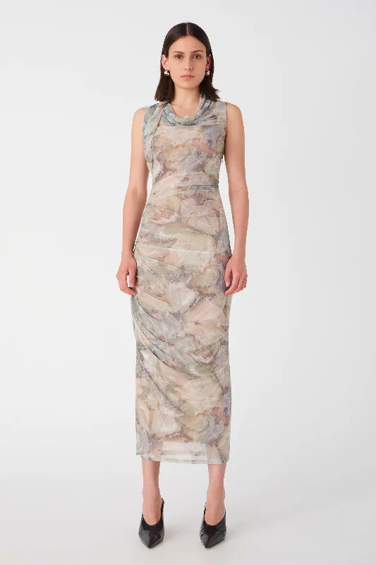 Work Grey Midi Dresses-Misha Breslin Midi Dress - Dream Print