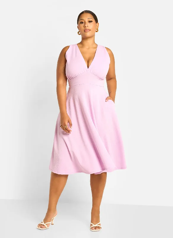 Cotton Party Midi Dresses-Kamelia Skater Midi Dress - Lilac