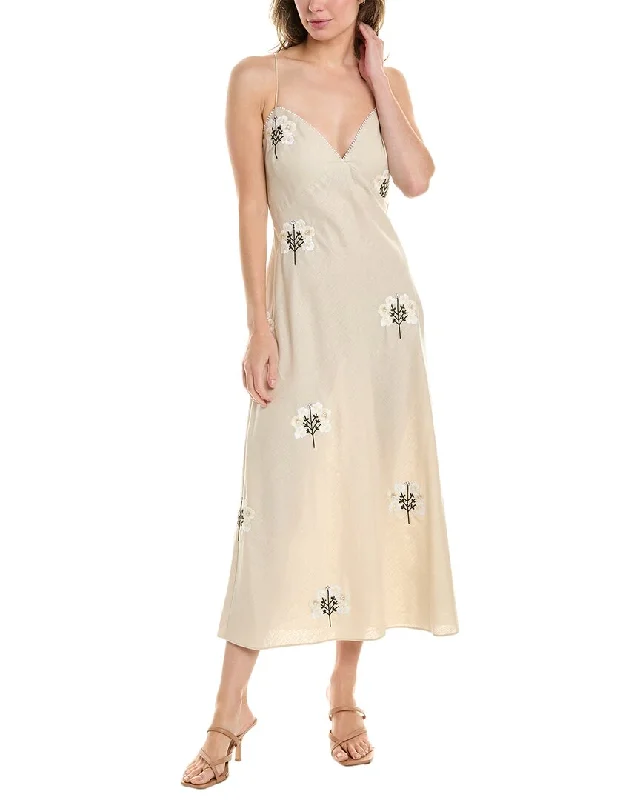 Designer Elegant Midi Dresses-Sachin & Babi Cara Linen-Blend Midi Dress