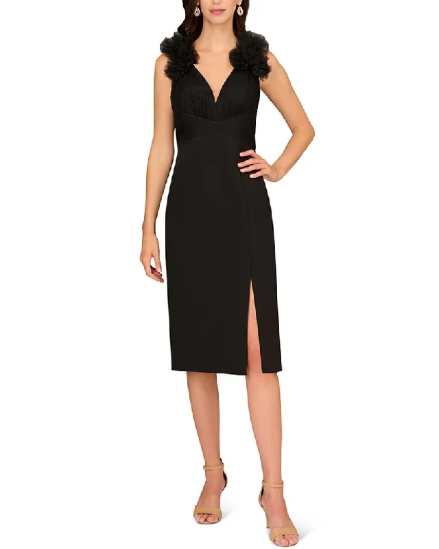 Satin Winter Midi Dresses-Aidan Mattox Combo Midi Dress