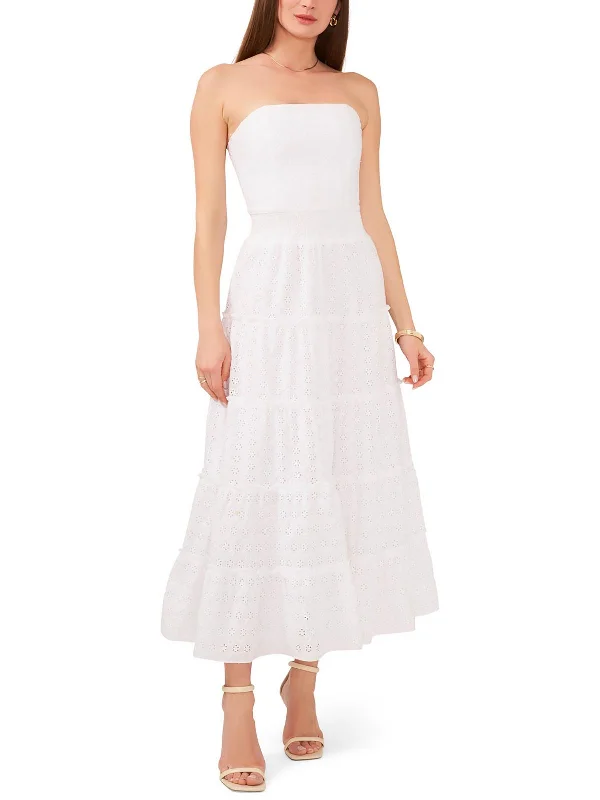 Lace Club Midi Dresses-Womens Cotton Eyelet Midi Dress