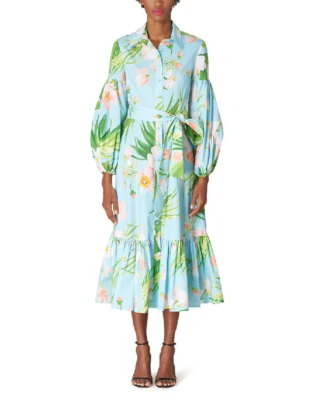 Plus Size Beach Midi Dresses-Carolina Herrera Puff Midi Shirtdress