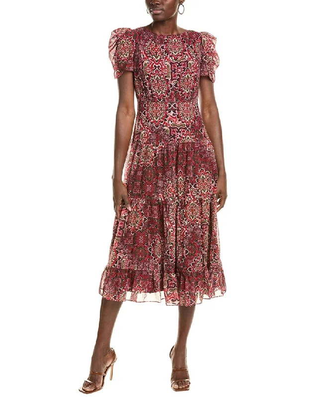 Tie Dye Casual Midi Dresses-Vince Camuto Chiffon Midi Dress