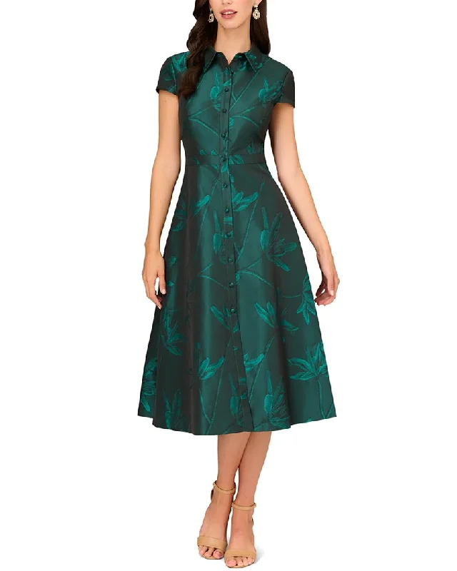 Elegant Winter Midi Dresses-Aidan Mattox Floral Jacquard Midi Dress