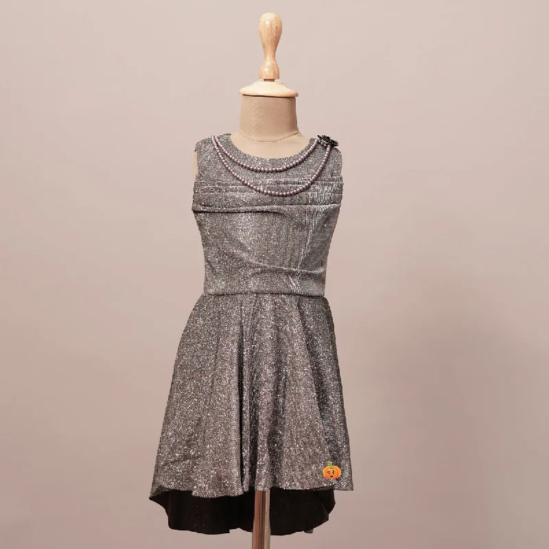 Cheap Casual Midi Dresses-Dark Grey Party Wear Girls Midi