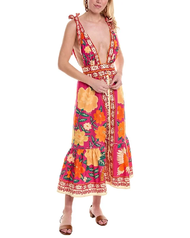 Chiffon Vintage Midi Dresses-FARM Rio Flower Tapestry Midi Dress