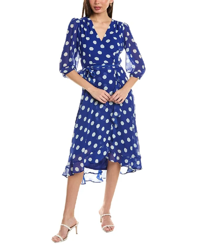 Polka Dot Work Midi Dresses-Maison Tara Chiffon Wrap Midi Dress