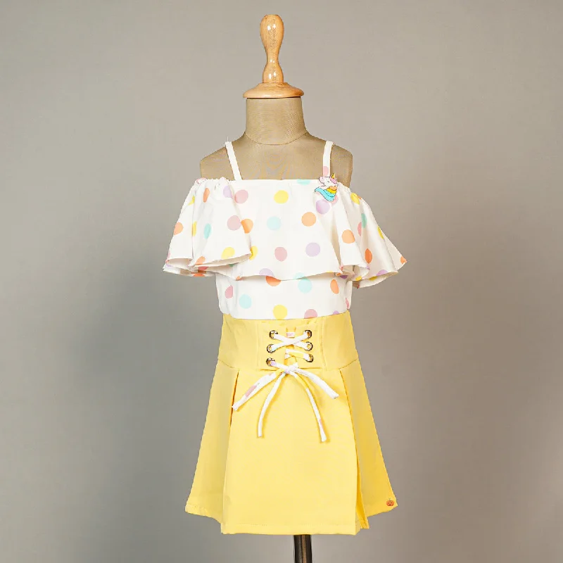 Tie Dye Summer Midi Dresses-Yellow Pink Polka Dots Girls Midi