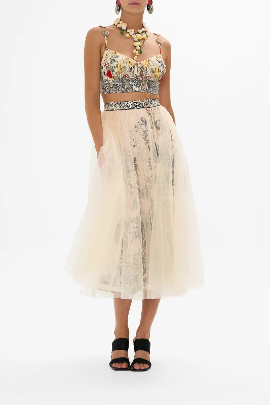 Chiffon Vintage Midi Dresses-MIDI TULLE SKIRT ETCHED INTO ETERNITY