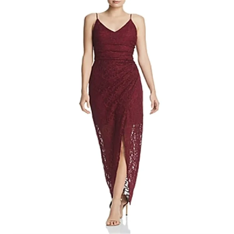 Halter Chiffon Evening Dress-Aqua Women's Glitter Lace Gown Red