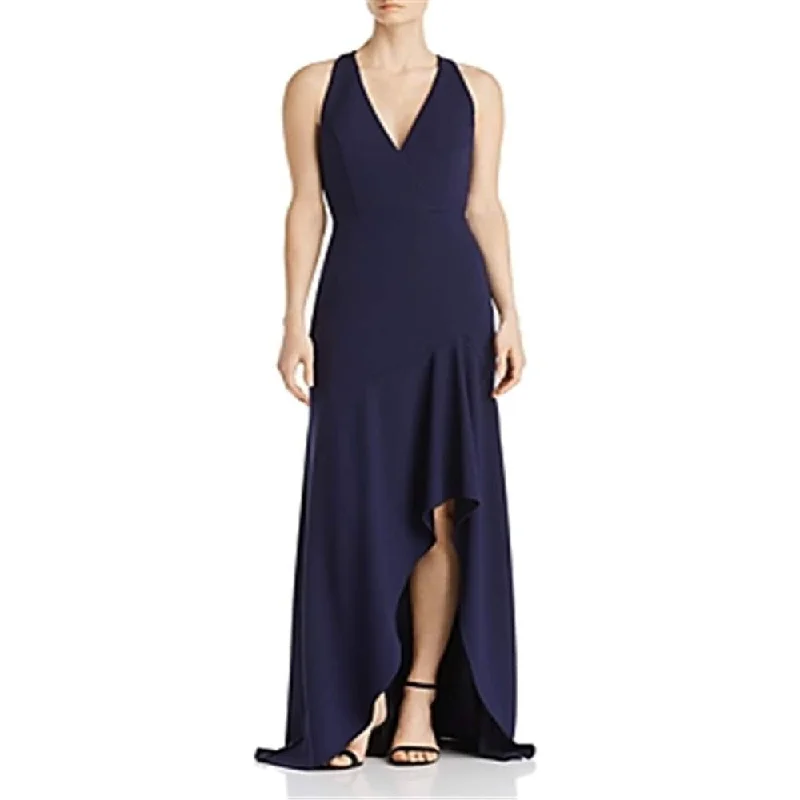 Sleeveless Gold Evening Dress-Avery G Scuba Crepe Gown Navy Size 12