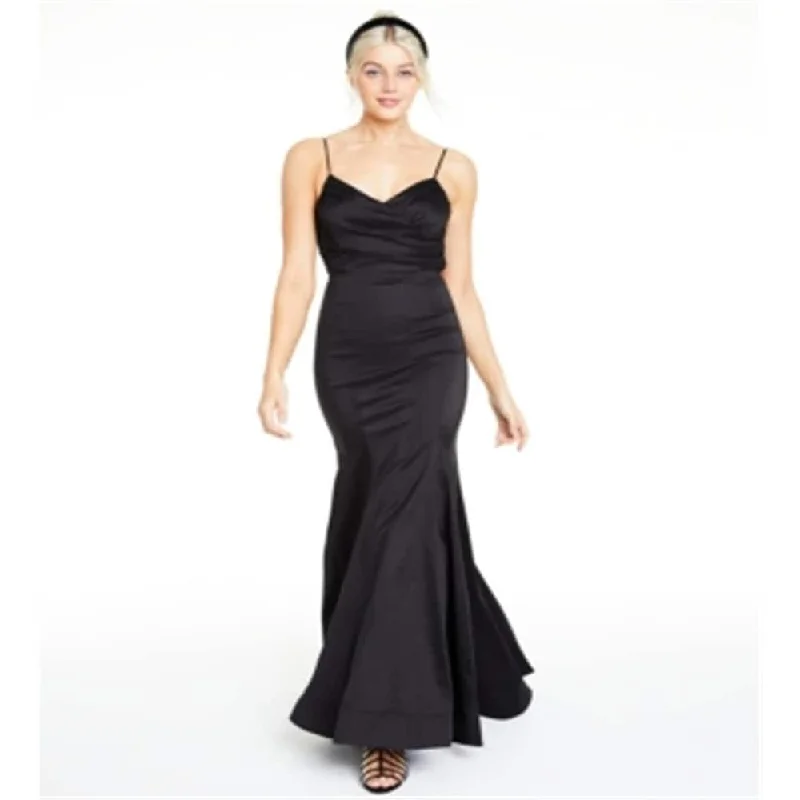 Gold Cocktail Evening Dress-B Darlin Junior's Bow Back Mermaid Gown Black