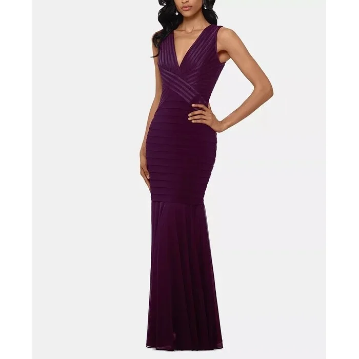 Gold Boho Evening Dress-Betsy & Adam Women's Bandage Gown Dark Purple Size 1