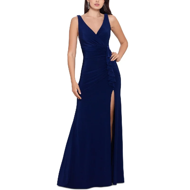 Cheap Lace Evening Dress-Betsy & Adam Women's Ruched Gown Blue Size 10