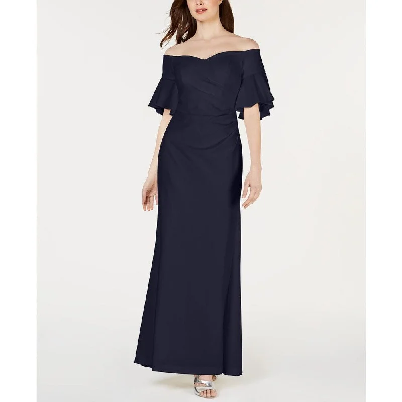 Maternity Strapless Evening Dress-Calvin Klein Women's Sweetheart Off-The-Shoulder Gown Navy Size 6