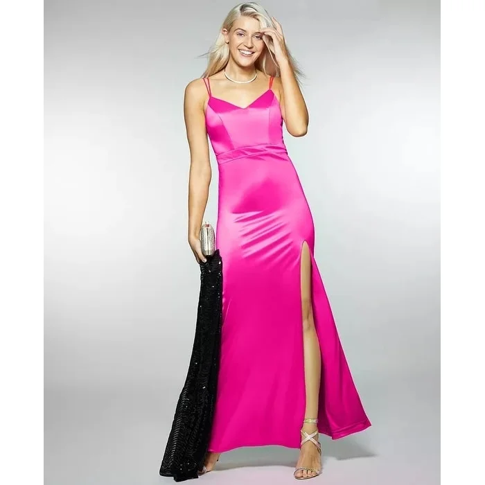 Short Evening Dress-City Studios Junior's Satin Lace Back Gown Pink Size 9