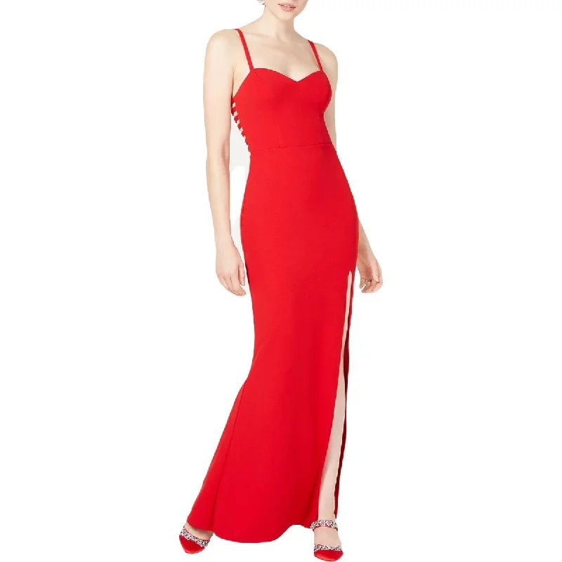 Long Silver Evening Dress-City Studios Juniors' Scuba Gown Red Size 7