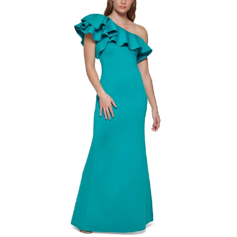 Maternity Strapless Evening Dress-Eliza J Women's Ruffled One Shoulder Gown Green Size 4