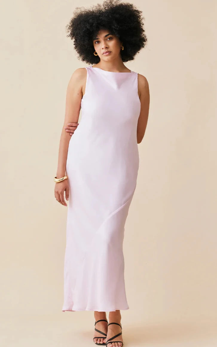 Knit Petite Evening Dress-Firebird Cowl Gown (Pink)