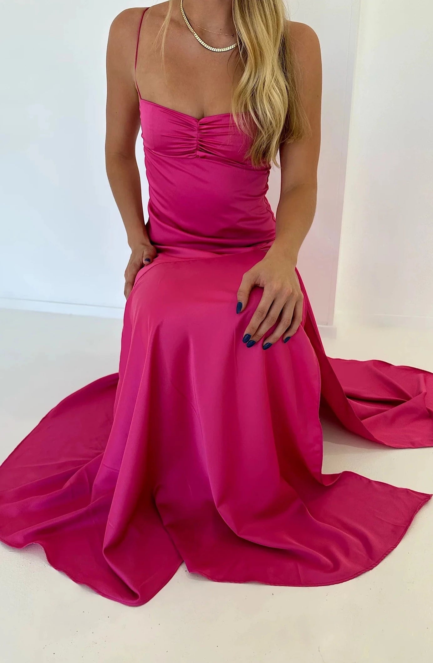 Satin Purple Evening Dress-Gaia Gown (Pink)