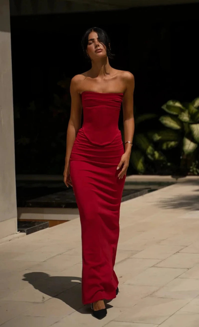 Maxi Evening Dress-Louie Gown (Red)